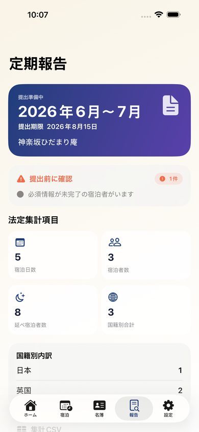 2か月報告の集計画面
